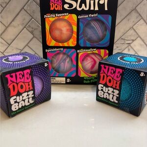 2 Needoh Fuzz Balls and Swirl Set